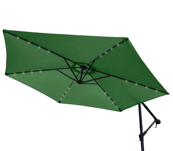 Green 3m LED Cantilever Parasol & Plain Base - Image 2